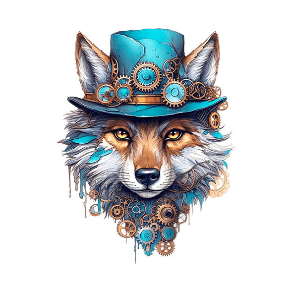 Bügelbild Steampunk Wolf