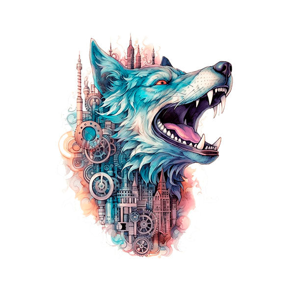 Bügelbild Steampunk Wolf