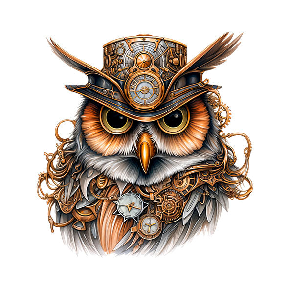 Bügelbild Steampunk Eule 1