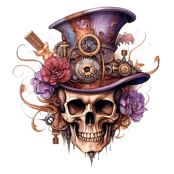 Bügelbild Steampunk Totenkopf 1