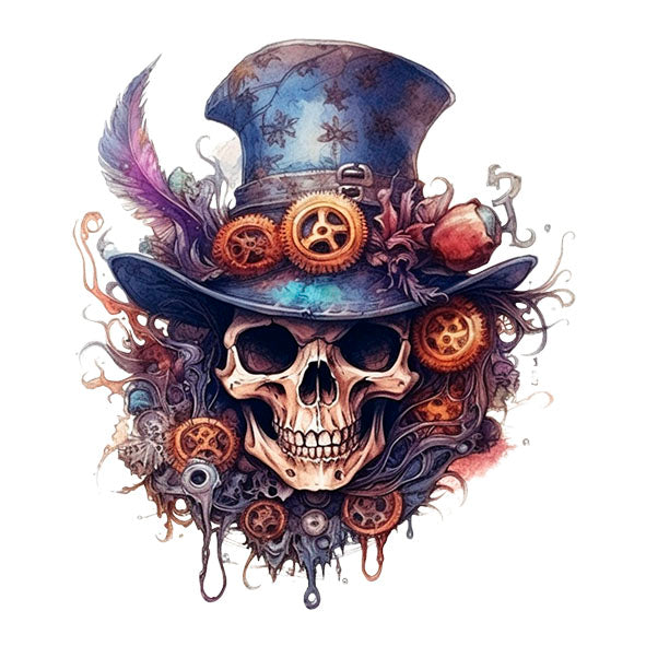 Bügelbild Steampunk Totenkopf 2