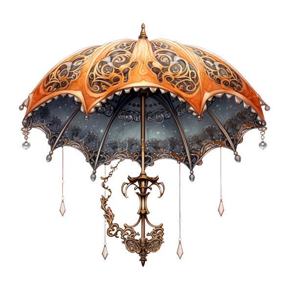 Bügelbild Steampunk Regenschirm