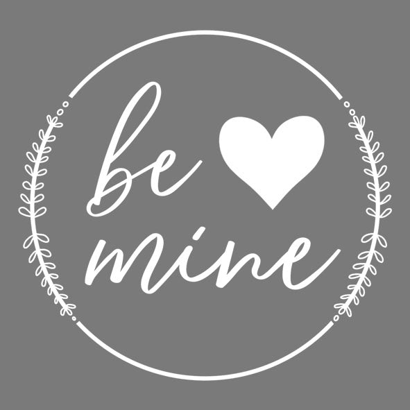 Bügelbild "be mine" Schriftzug weiß