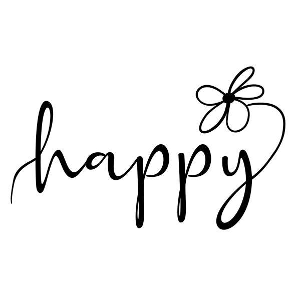 Bügelbild "happy" Schriftzug schwarz