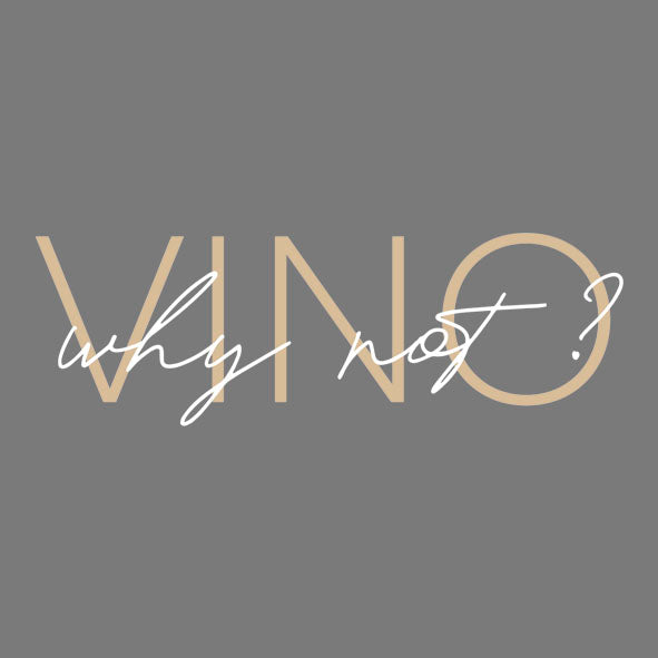 Bügelbild "Vino why not?" Schriftzug weiß/creme