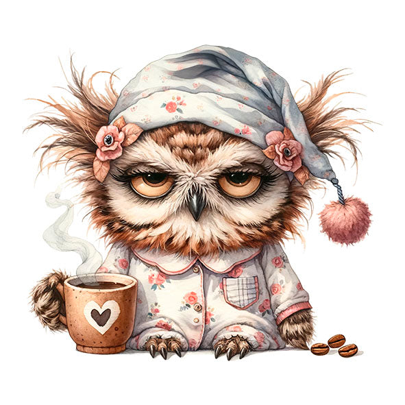 Bügelbild Müde Eule 1