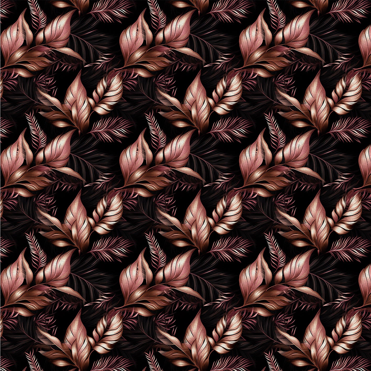 Rosy Elegance – Kunstleder Schwarz mit Filigranen und Intensiven Blättern