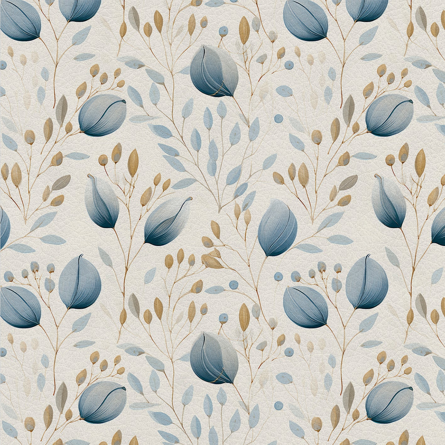 Winter Buds – Kunstleder Creme mit Pastellfarbenen Knospen