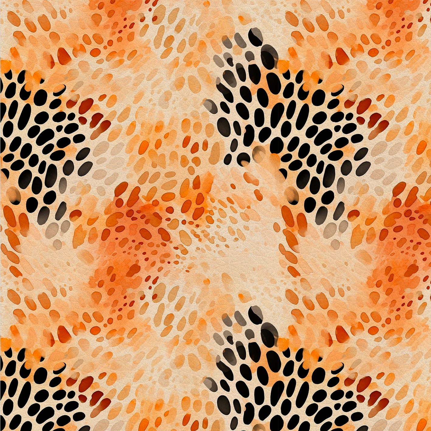 Wild Elegance – Kunstleder mit Tiermuster in Schwarz und Orange