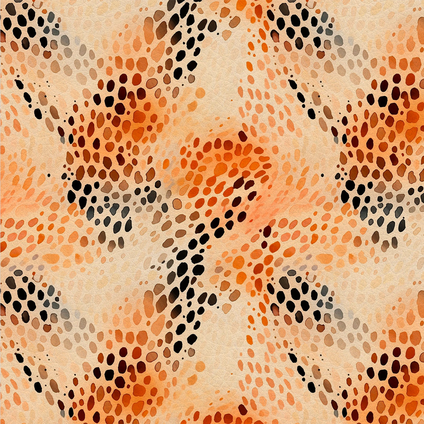 Wild Whispers – Kunstleder mit Dezentem Leopardenmuster in Schwarz und Orange