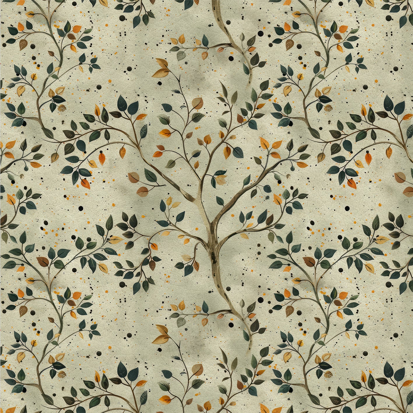 Autumn Branches – Kunstleder mit Feinen Ästen und Zarten Blättern