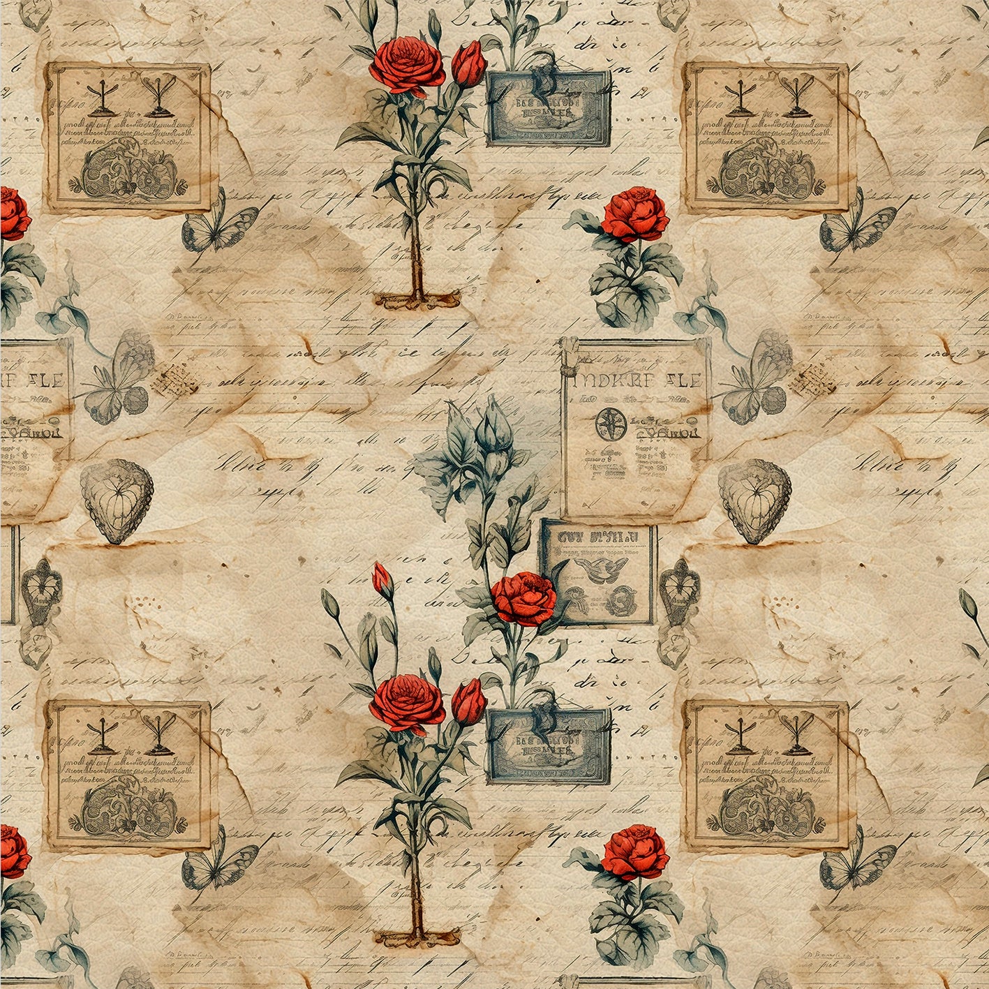 Timeless Notes – Kunstleder mit Rosen, Schmetterlingen und Vintage-Flair