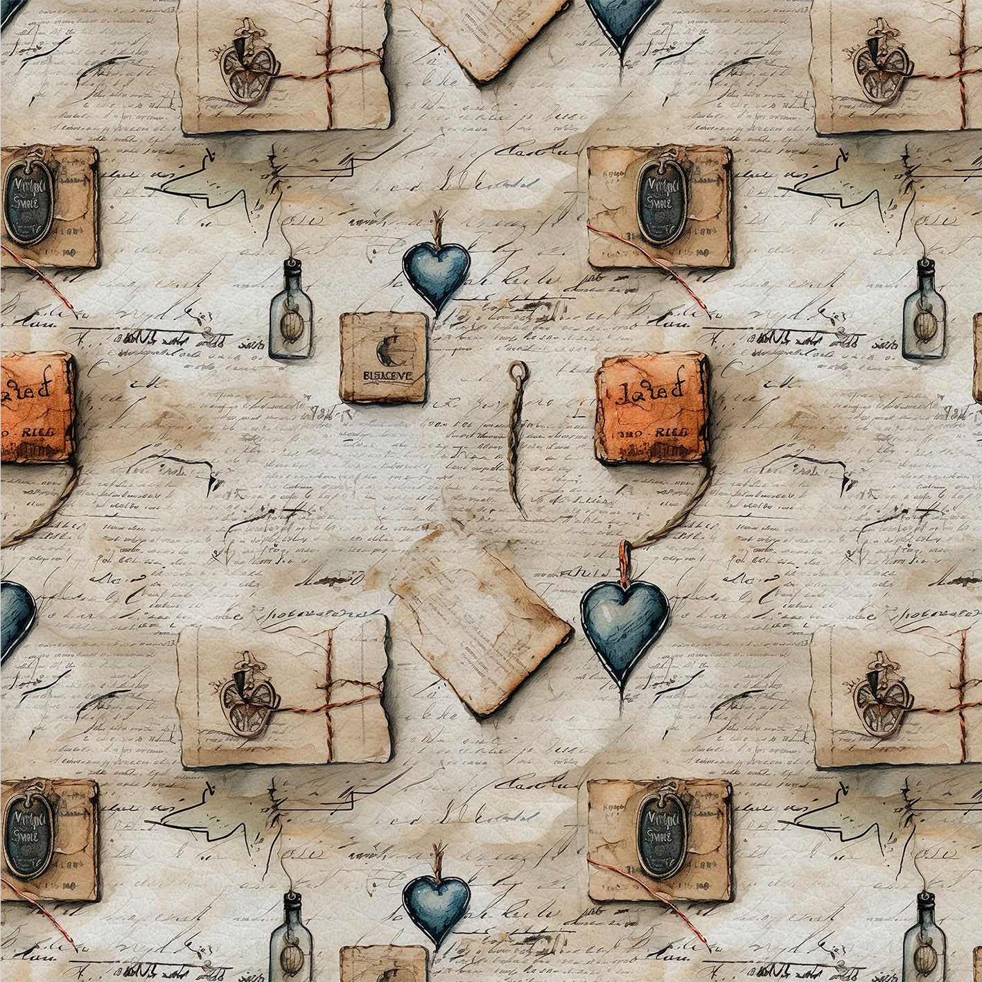 Sweet Deliveries – Kunstleder mit Briefpaketen und Herzanhängern