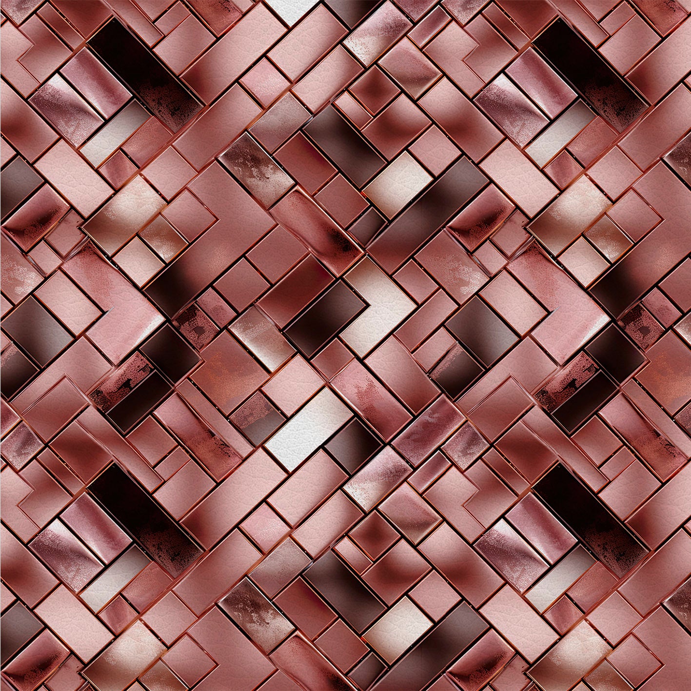 Shiny Rosé Tiles – Kunstleder mit glänzenden, rosafarbenen Kacheln