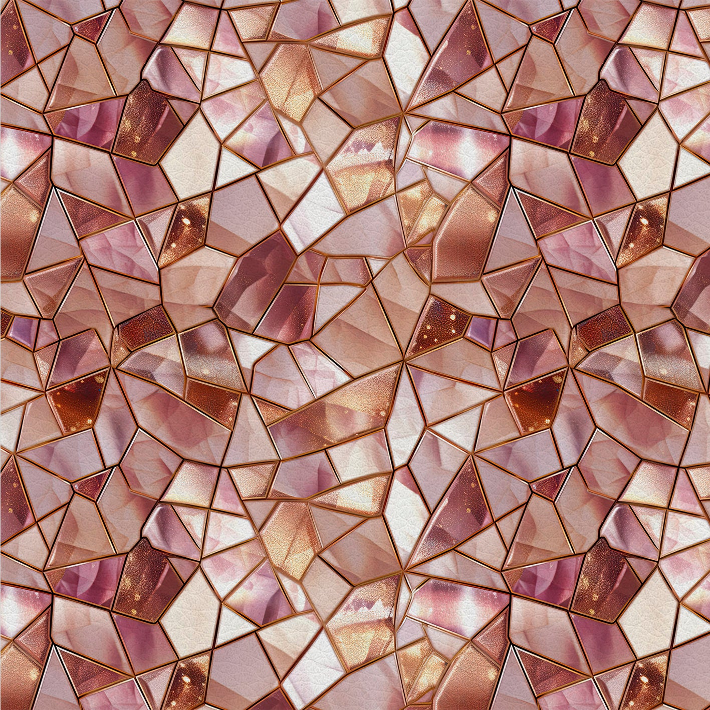 Golden Rose Glow – Kunstleder mit glänzendem Spiegelmosaik in Rosé und Gold