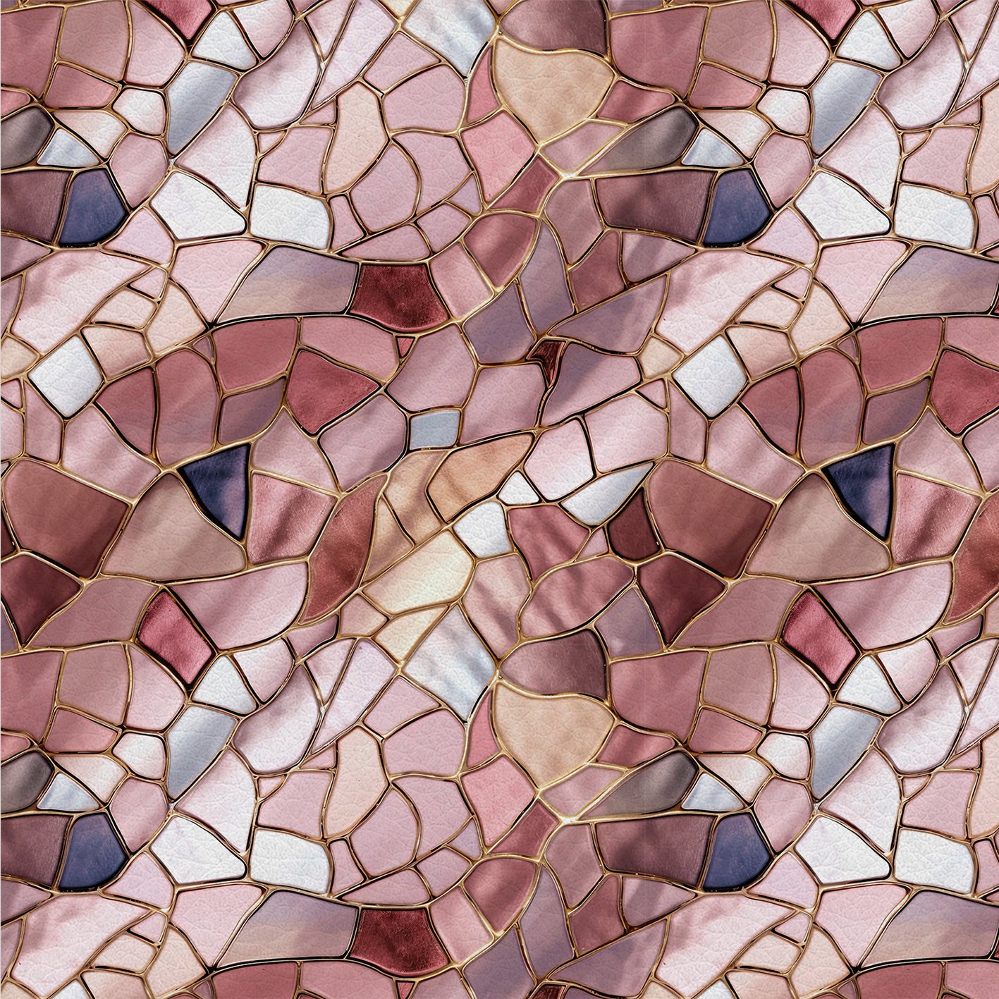 Blush & Sky – Kunstleder mit Mosaikmuster in Rosé und Blau