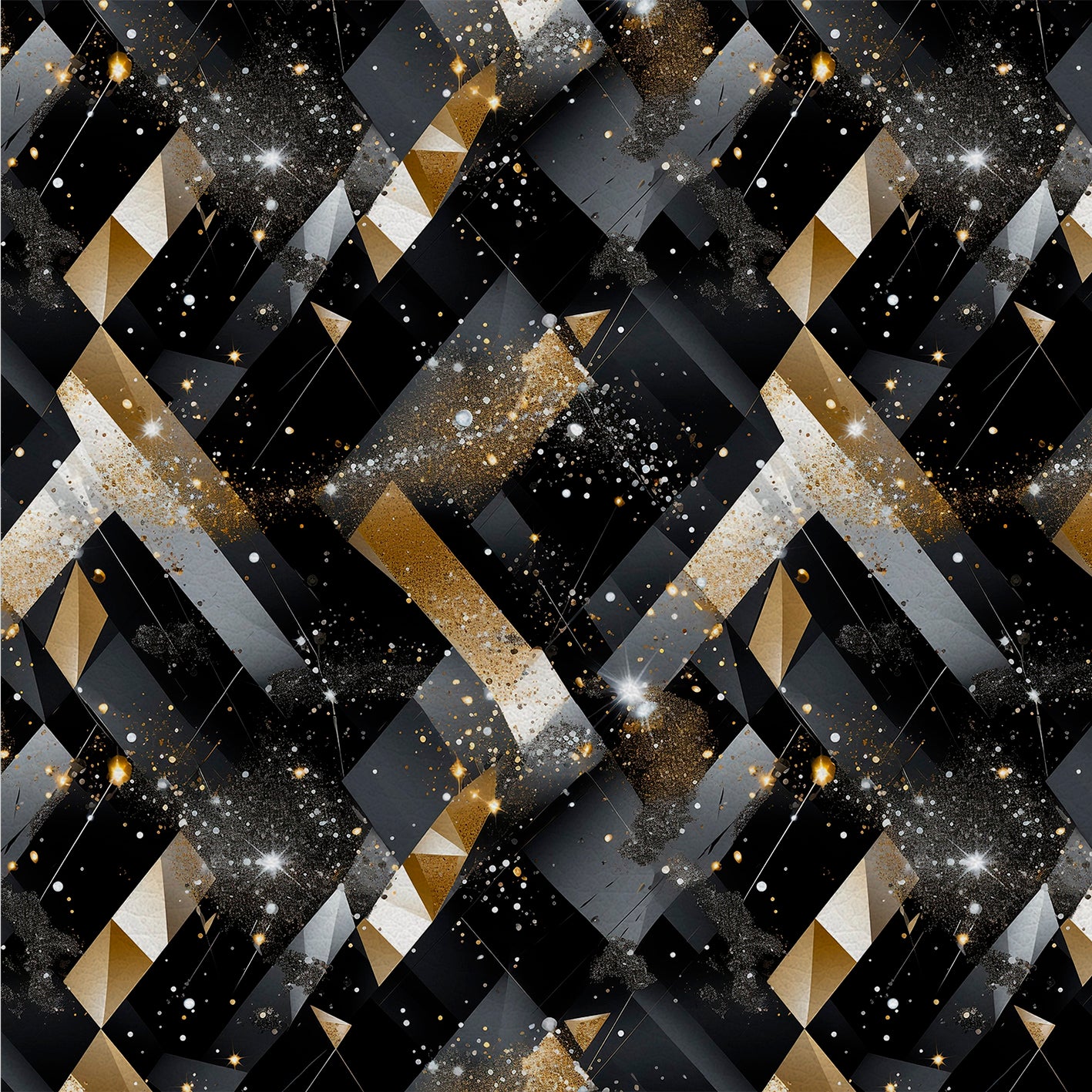 Cosmic Glow – Kunstleder mit geometrischem Design und Sternenakzenten