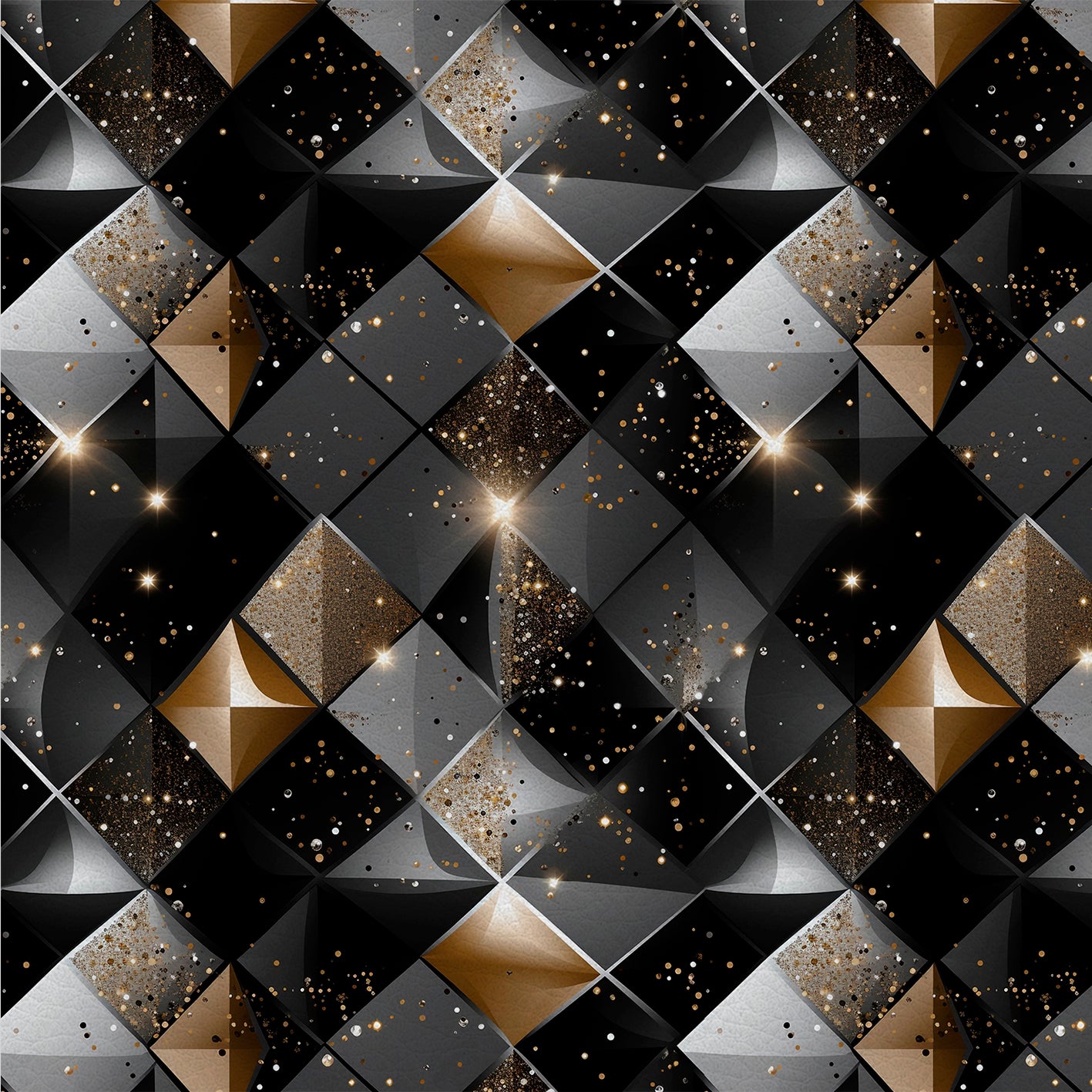 Celestial Cubes – Kunstleder mit quadratischem Design und Glanzeffekten