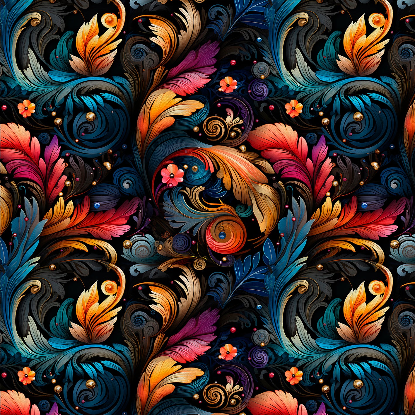 Rainbow Breeze – Kunstleder mit geschwungenen Blättern in lebhaften Farben