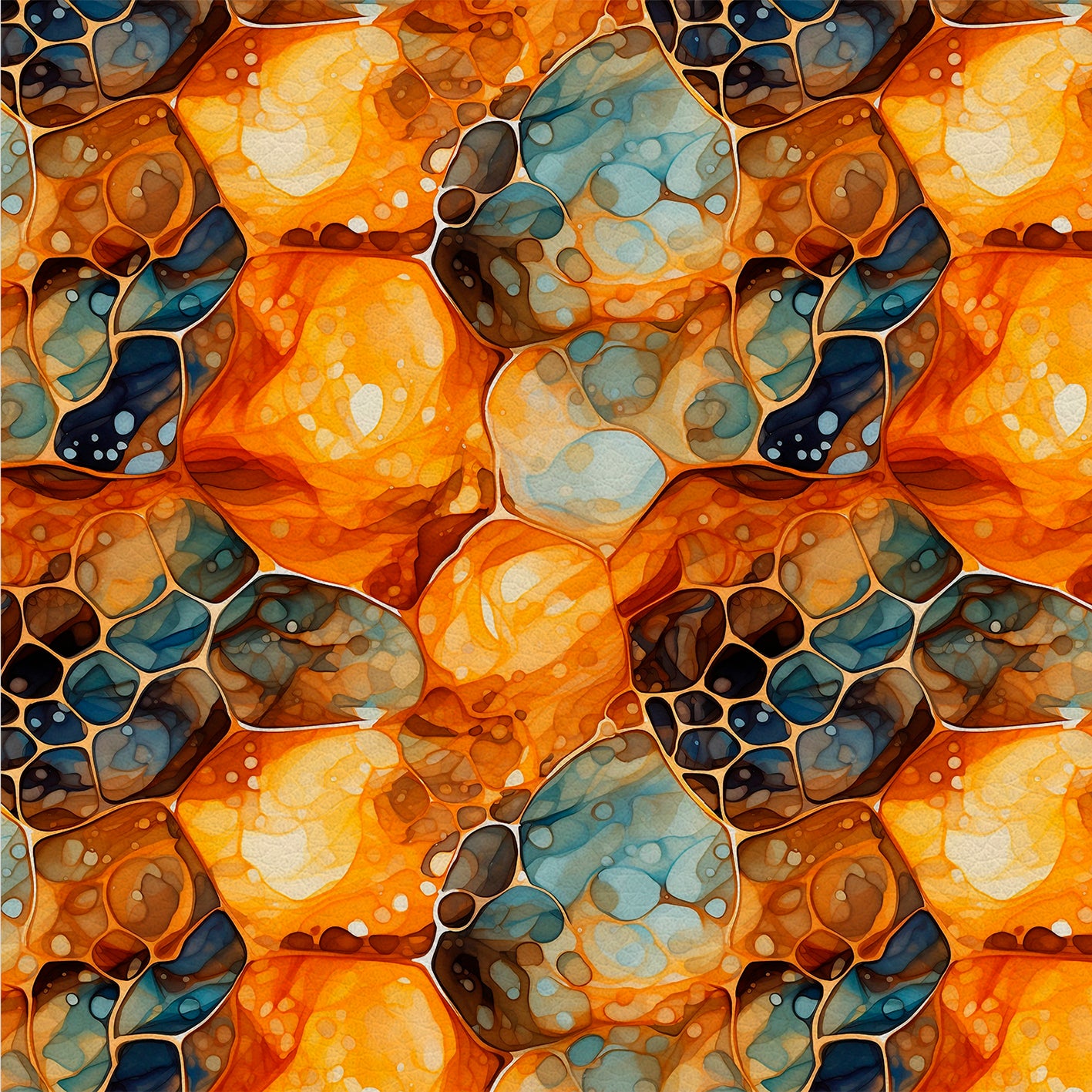 Turtle Tracks – Kunstleder mit ovalen Formen in Blau und Orange