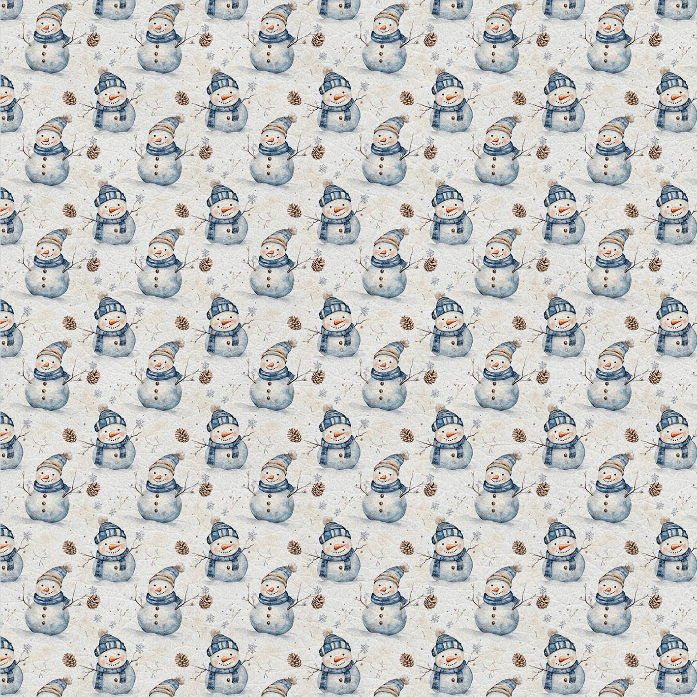 Frosty Fun – Kunstleder mit Schneemännern in Mützen auf hellem, winterlichem Hintergrund