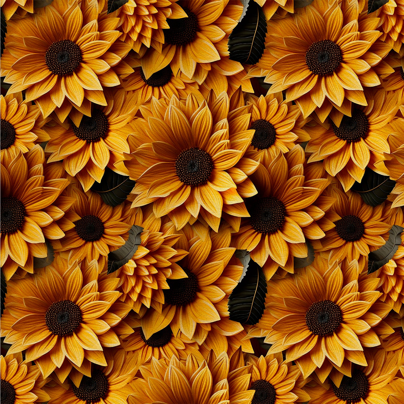 Golden Bloom – Kunstleder mit Sonnenblumen in warmem Gelb