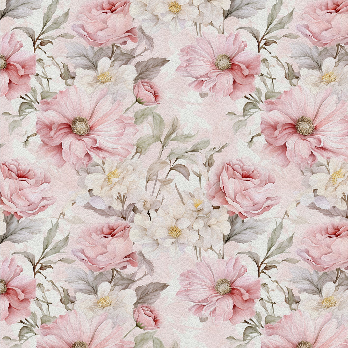 Blossom Harmony – Kunstleder mit zarten Blüten in Rosa und Weiß