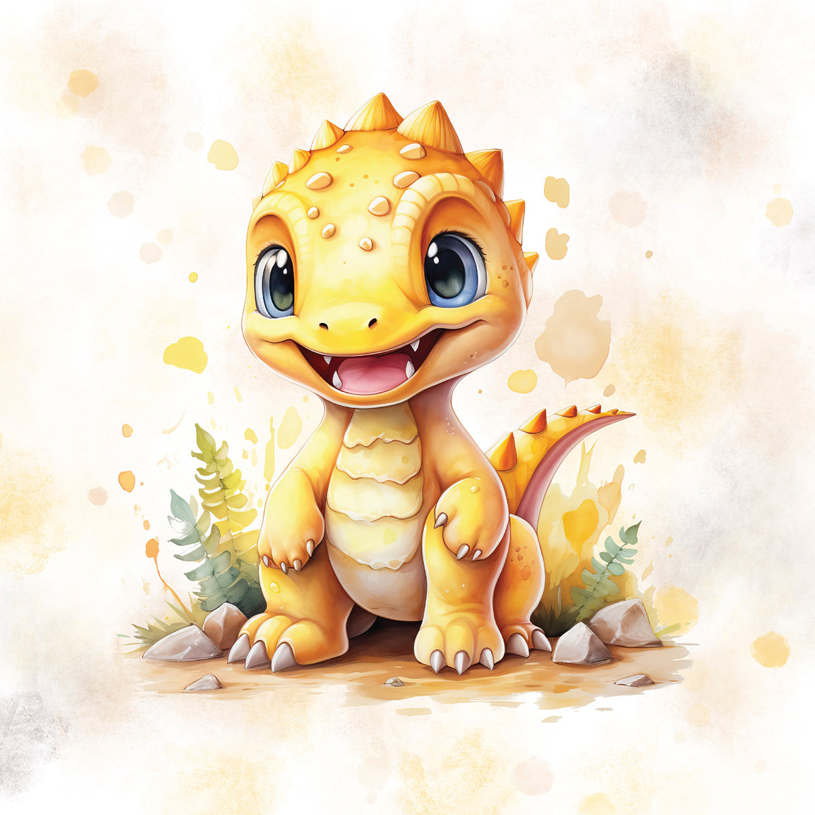 Baby Dino Gelb mit blauen Augen