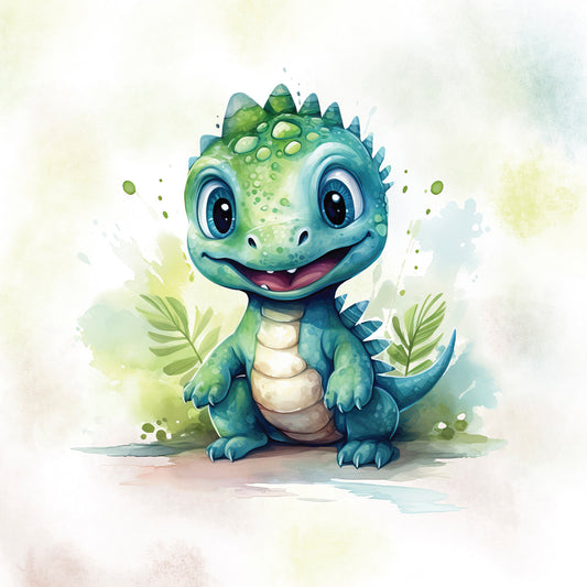 Baby Dino Grün mit blauen Augen