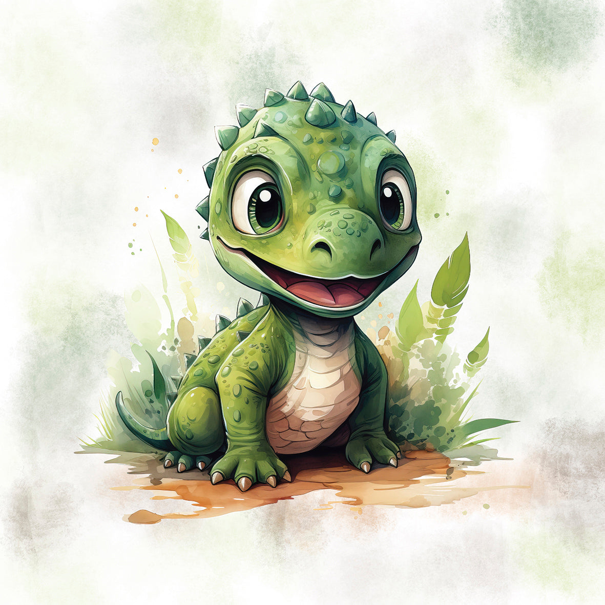 Baby Dino Grün mit grünen Augen