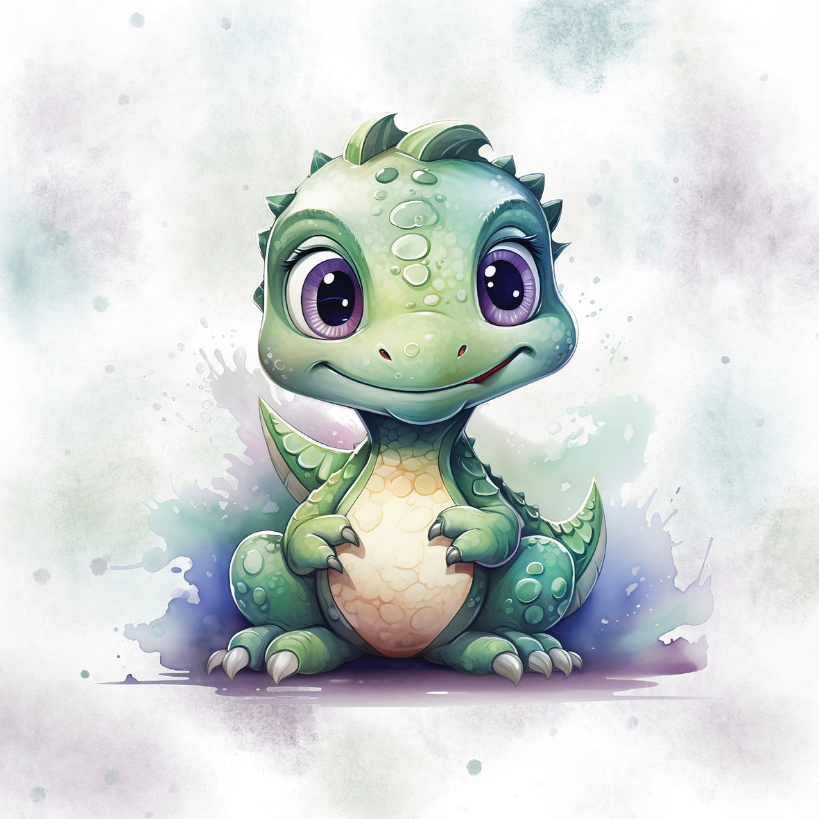 Baby Dino Grün mit lila Augen