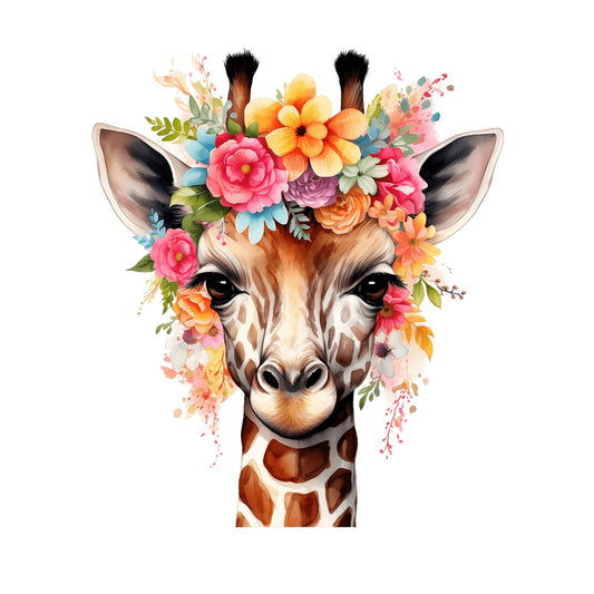 Bügelbild Giraffe Floral