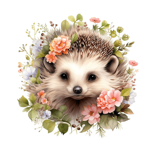 Bügelbild Igel Floral