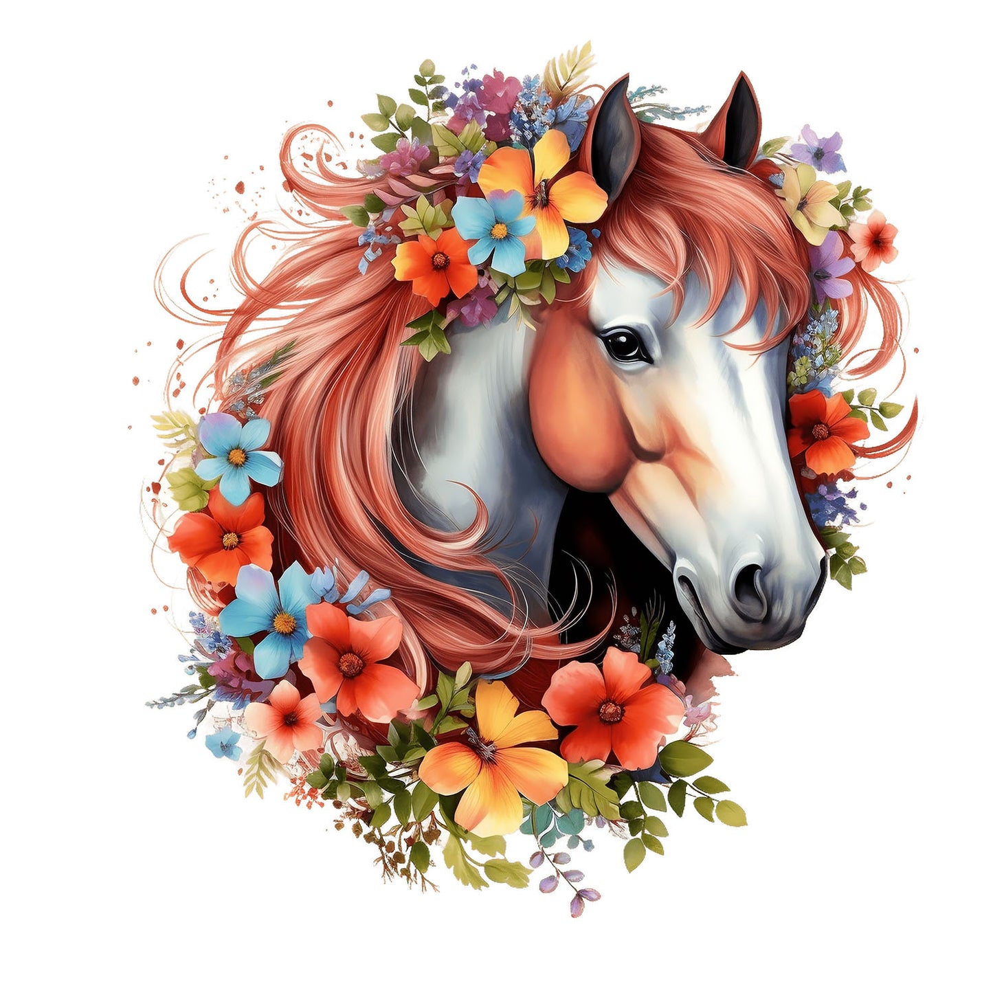 Bügelbild Pferd Floral