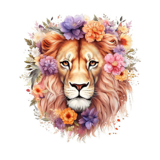 Bügelbild Löwe Floral