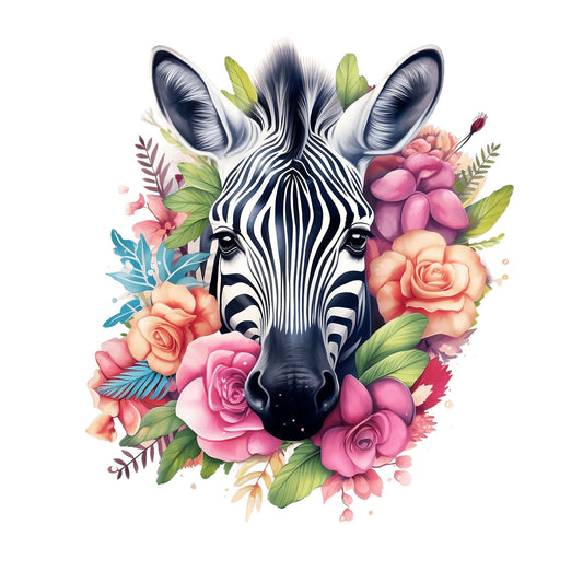 Bügelbild Zebra Floral 1