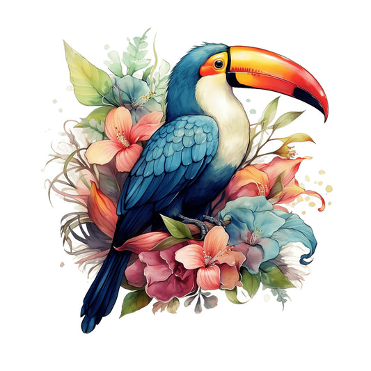 Bügelbild Tukan Floral 1