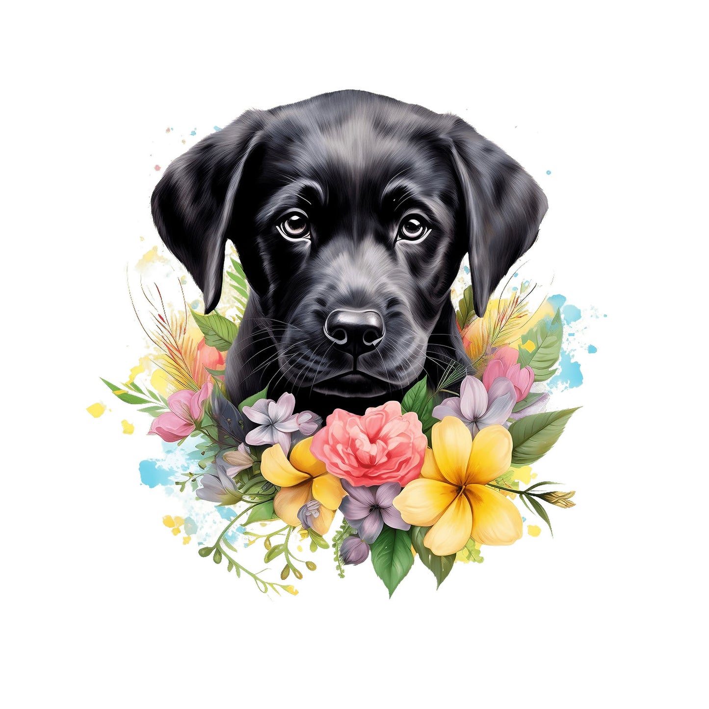 Bügelbild Hund Floral 2