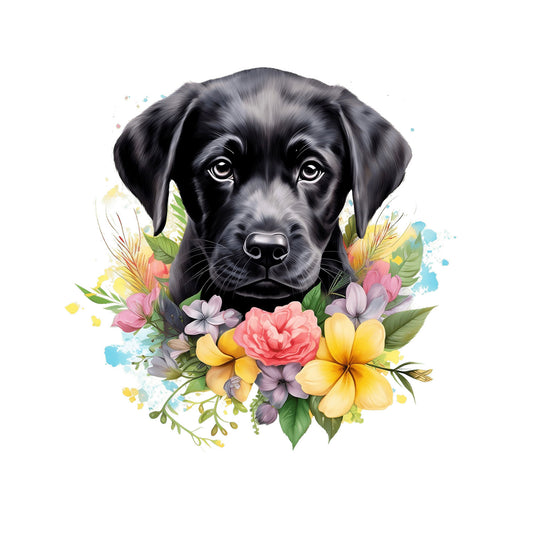Bügelbild Hund Floral 2