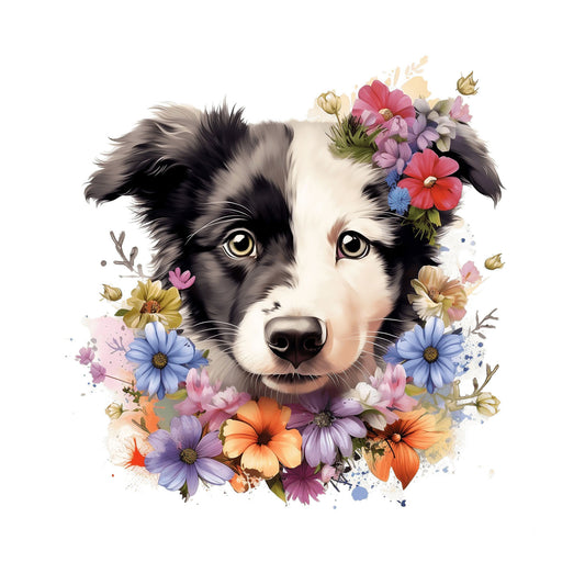 Bügelbild Hund Floral 3