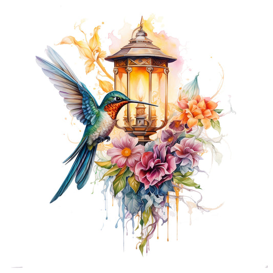 Bügelbild Kolibri Floral 2