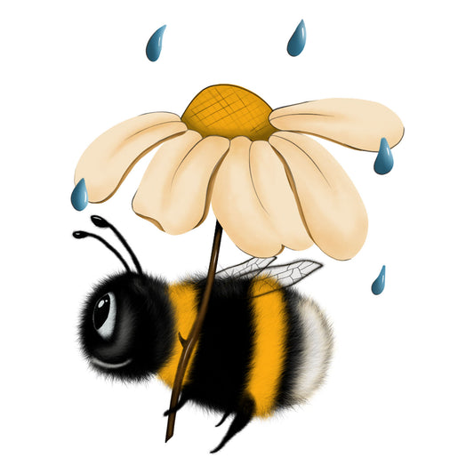 Bügelbild Hummel mit Blume (handgezeichnet)