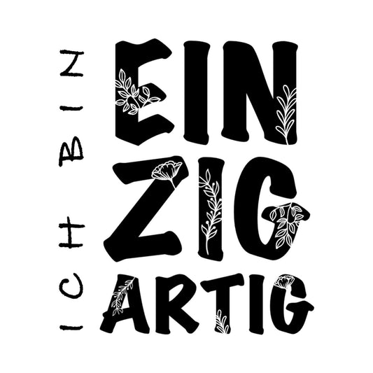 Bügelbild "Einzigartig" Schriftzug